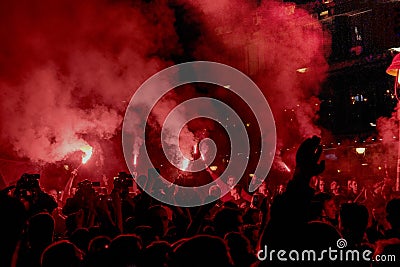 Protest peopl in `volcanic` situacion Editorial Stock Photo